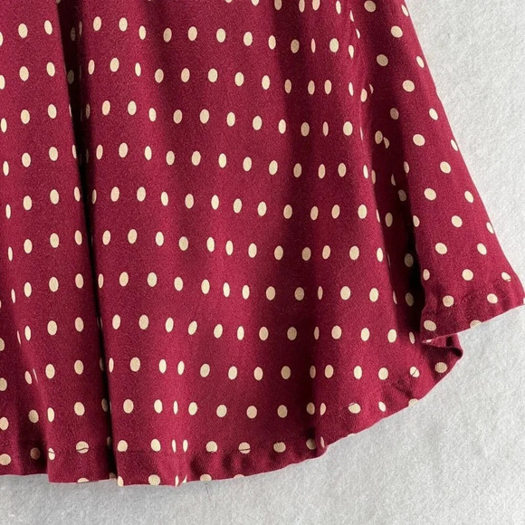 Uniqlo Skirt Girls 110 3-4Y Ines De La Fressange Polka Dot A-Line Twill Burgundy - Picture 6 of 12